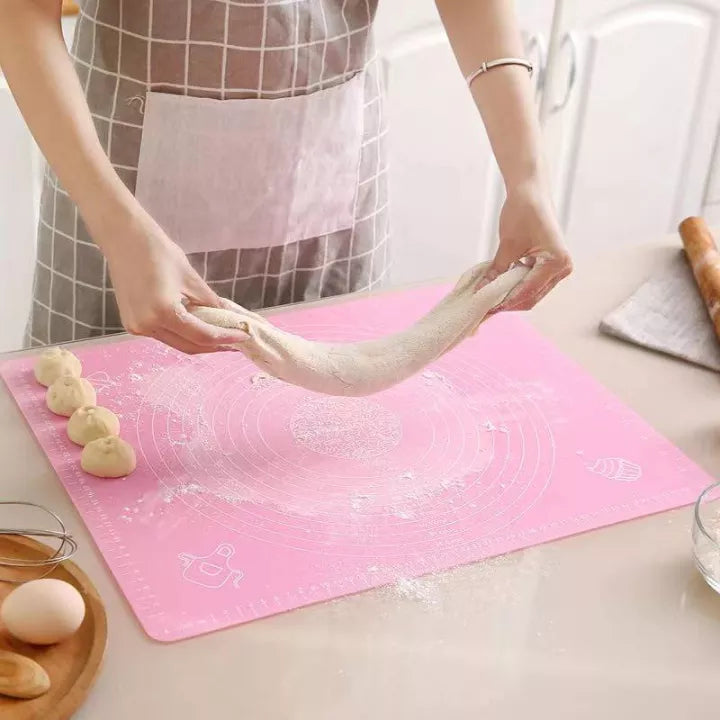 Silicone Baking Mat With Measurements Heat Resistant Cookie Sheet Oven Liner | Non Stick Flour Rolling Mat | Baking Mat Kneading Dough Pad (Random Color)