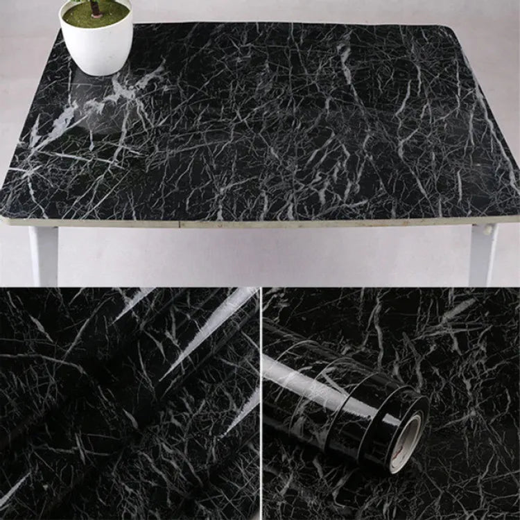 Self Adhesive Black Marble Sheet for Kitchen / Waterproof Anti Oil & Heat Resistant Wallpaper Sheet