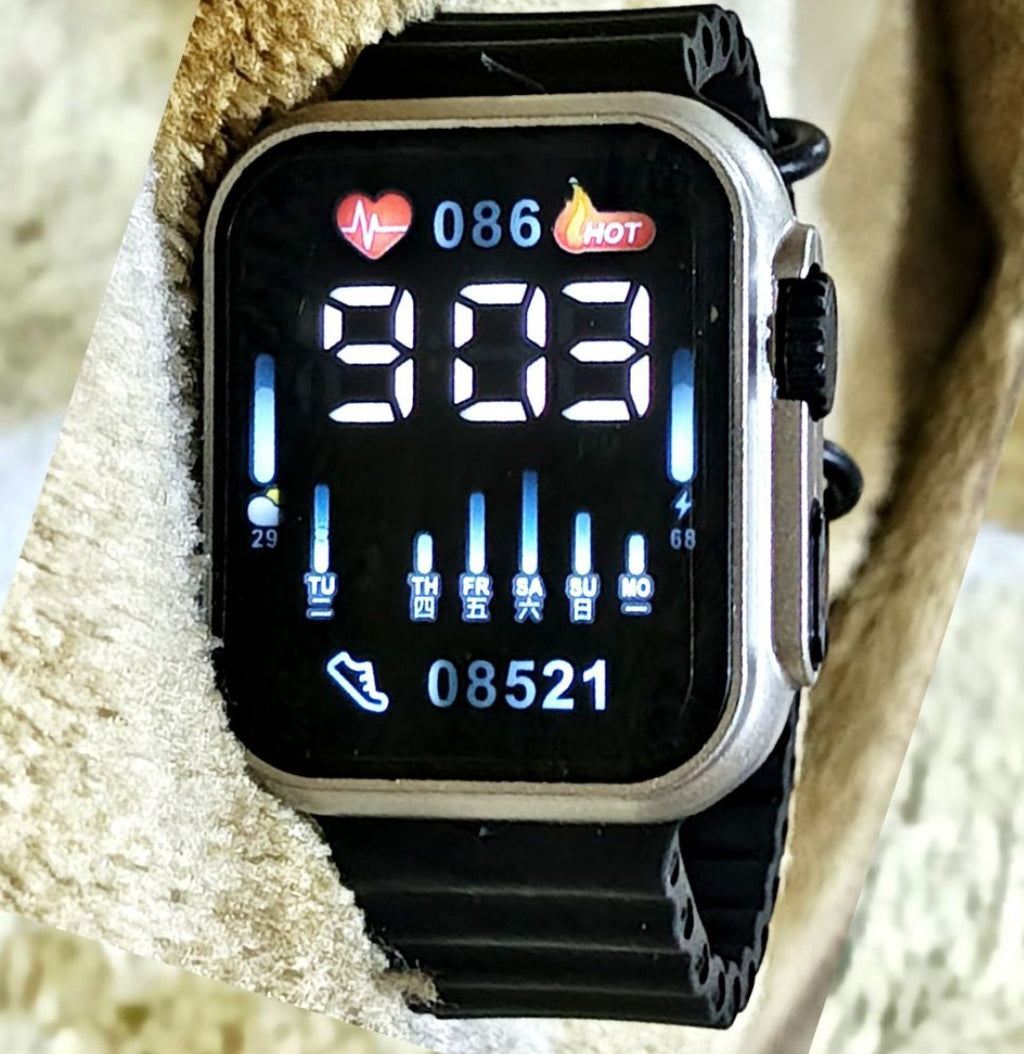 Black Stylish LED Digital Watch – Cell Operated Wrist Watch with Bright Display, Lightweight & Trendy Design for Men & Women – Non Waterproof (Without Box)