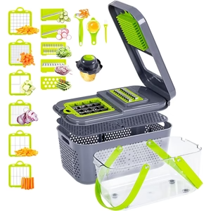 Kitchen Multifunctional Vegetable Cutter 22 Pcs Set | Slicer, Shredder, Dicer For Onion, Potato, Fruits & Vegetables | Household Food Chopper Set