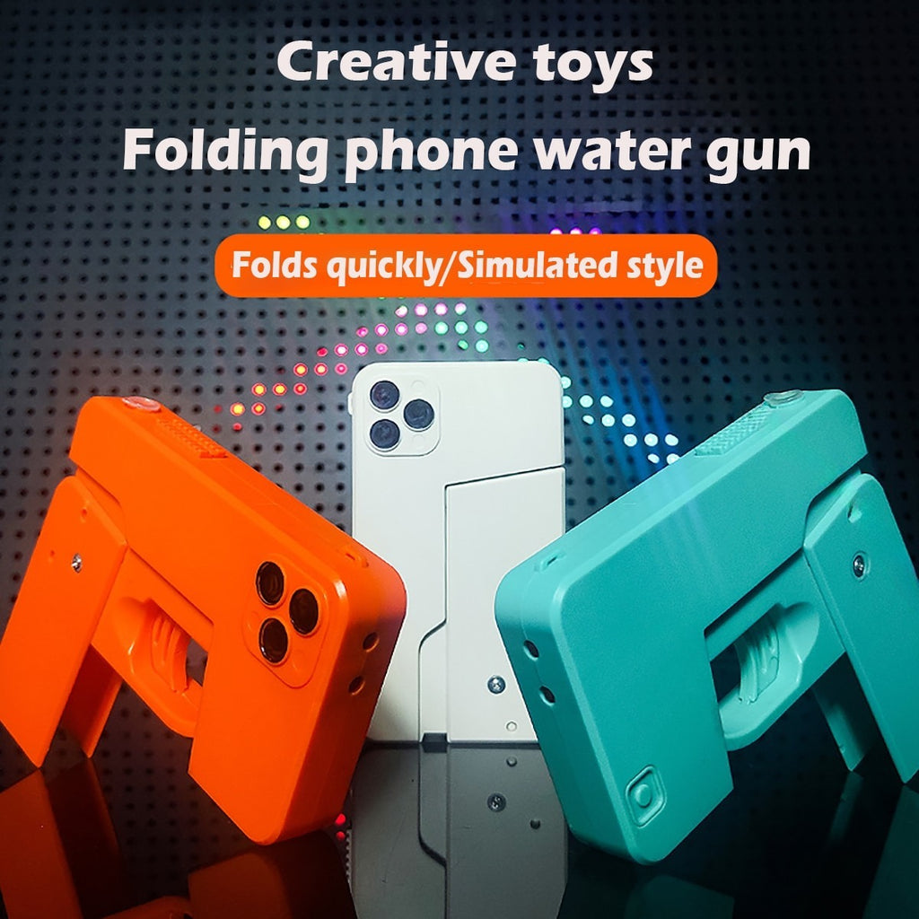 Creative Folding iPhone Toy Water Gun – Manual Shooting, Long-Range, Fun Decompression Water Blaster Toy for Kids & Adults