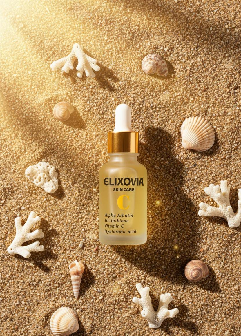 Elixovia Vitamin C Plus Face Serum – Brightening & Hydrating Formula with Alpha Arbutin, Glutathione & Hyaluronic Acid (30ml)