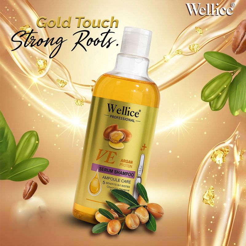 Original Gold Touch Wellice VE Argan Protein Shampoo 500 ML Get Strong Roots and Repair Damage Anti Dandruf
