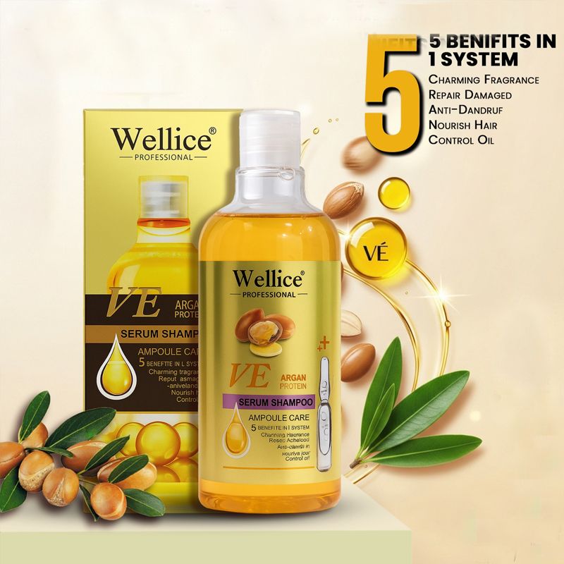 Original Gold Touch Wellice VE Argan Protein Shampoo 500 ML Get Strong Roots and Repair Damage Anti Dandruf