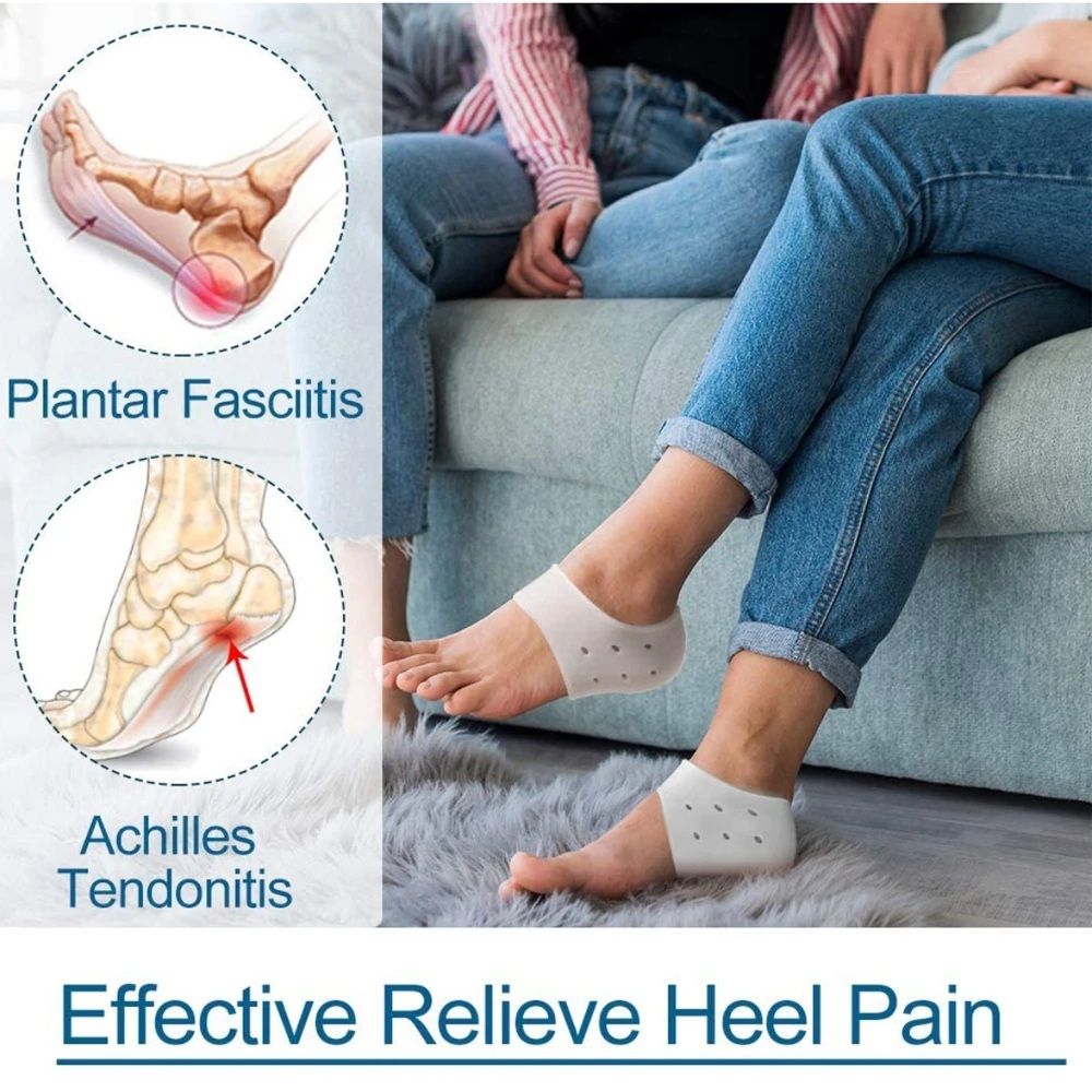 Silicone Heel Pads, Anti Crack Heel Protector, Heel Protectors Set, Silicone Half Heel Anti Crack Covers, Silicone Moisturizing Gel Heel Anti-Crack Socks